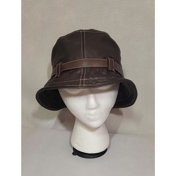 Vintage Coach Brown Leather Bucket Hat Size M/L main image 5